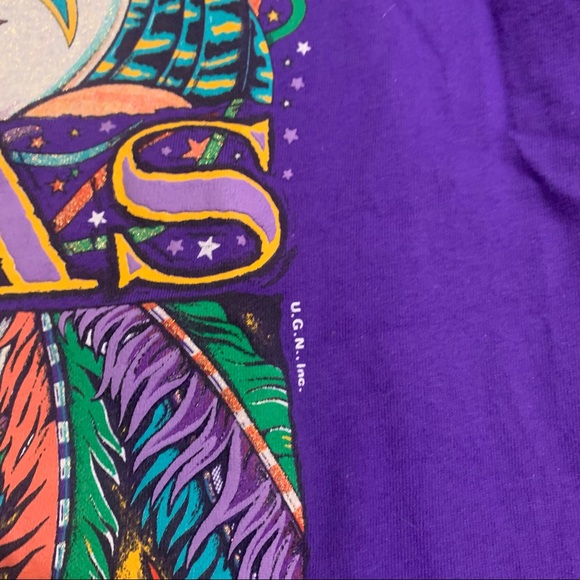 Vintage 90s Mardi Gras New Orleans Graphic Print Adult Large Glitter - Picture 2 of 7